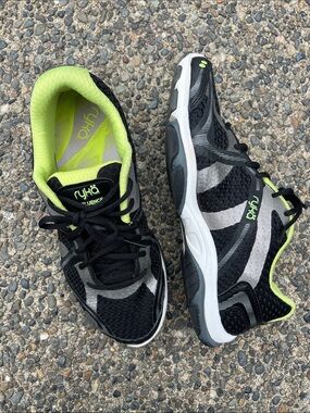 Ryka Black Zumba Sneakers with Neon Green Accents